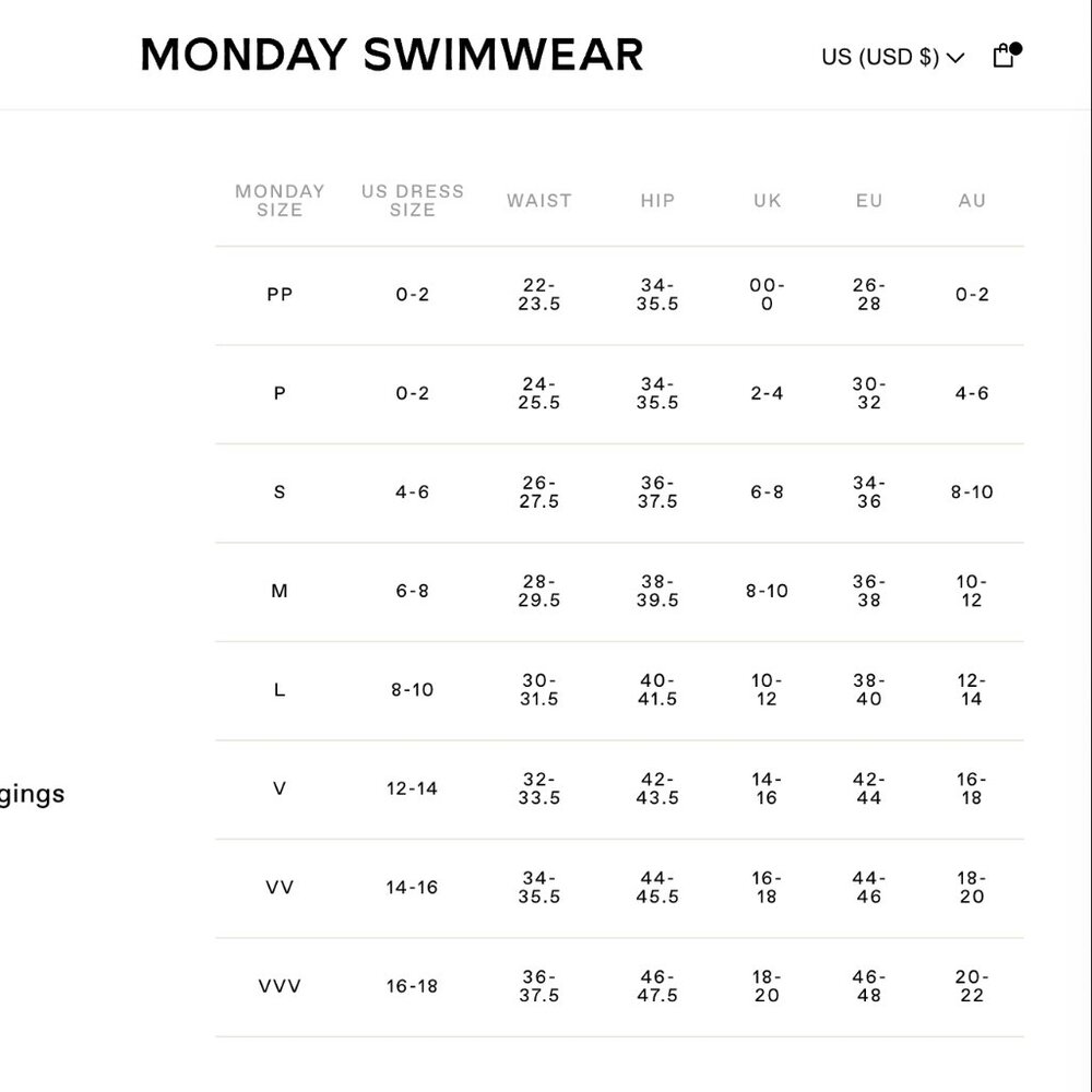 NWT Monday Swimwear Palma Bottom โ Petite (P) โจ Ivory (Shiny Rib) - Picture 10 of 10